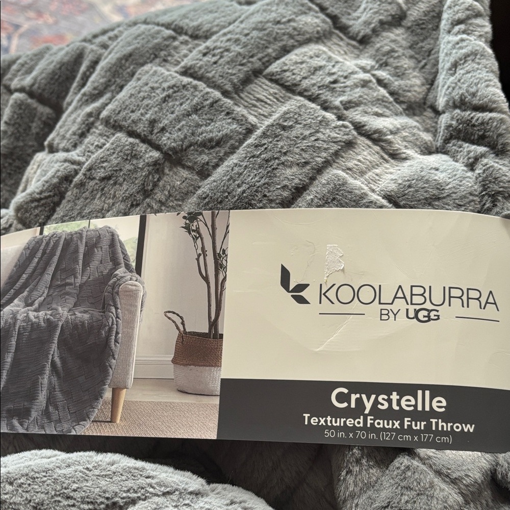 Koolaburra Crystelle Textured Faux Fur Throw in Gray 50x70